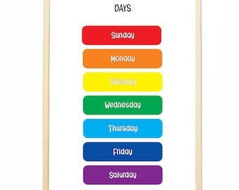 Watercolor Days of the Week Poster | Educational Wall Art for Kids Room | Printable Learning Decor