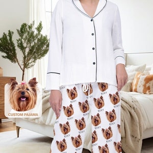 Custom Pet Pajama Using Pet Photo And Name - Custom Pet Face Pajamas - Personalized Pet Pajamas - Dog Cat Photo Pajamas - Custom Dog Pajamas