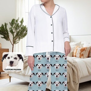 Custom Pajama For Pet Lover Using Photo + Name - Custom Dog Lover Pajamas - Cat Lover Pajamas - Custom Gift Pajamas for Pet Lovers