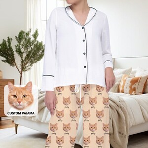 Custom Trendy Pajamas For Pet Lovers Using Pet Photo + Name - Custom Pajamas - Cat Owner Gift Pajamas - Custom Dog Lover Pajamas