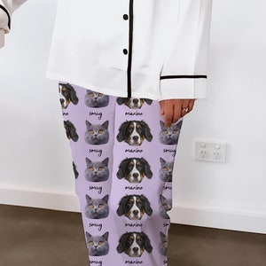 Custom Pet Pajama Using Pet Photo And Name - Custom Pet Face Pajamas - Personalized Pet Pajamas - Dog Cat Photo Pajamas - Custom Dog Pajamas