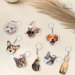 Custom Pet Keychain with Photo – Personalized Cat or Dog Keychain – Pet Memorial Gift – Custom Pet Portrait Keyring – Gift for Pet Lovers
