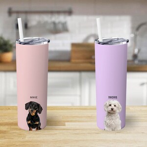 Custom Pet Skinny Tumblers 20oz | Custom Tumblers Using Pet Photo & Name | Custom Dog Tumblers | Custom Cat and Dog Lover Gift Tumblers