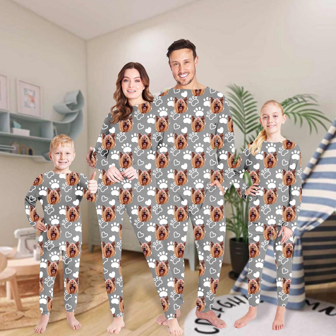 Custom Pet Face Pajama Set: Personalized Family Matching Sleepwear - Etsy