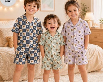 Kids Personalized Short Sleeve Pajama Set Using Photos – Kids Custom Pajamas
