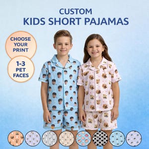 Kids Personalized Short Sleeve Pajama Set Using Your Pet Photos – Kids Custom Pajamas