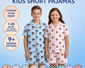 Kids Personalized Short Sleeve Pajama Set Using Your Pet Photos – Kids Custom Pajamas