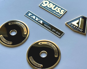 Hochwertige Messing Logo Abzeichen – Gauss, Avalon, Taya, Acoustic • Gold oder Nickel • Emaille Oberfläche