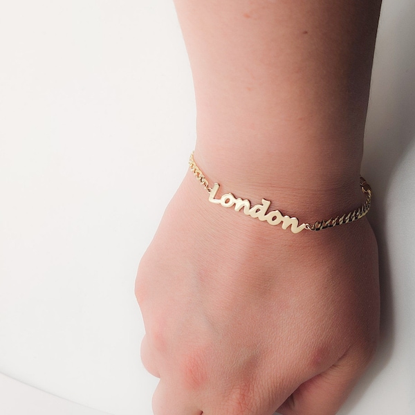 14K Solid Gold Nameplate Bracelet | 10K Name Bracelet | Gift For Expecting Mother Bracelet For Mother | Bracelet For The Expecting Mother