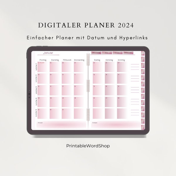 Digital planner for download, digital planner for Goodnotes, digital planner for IPad digital planner 2024 digital planner German