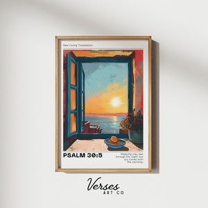 Psalm 30:5 Wall Art, Vintage Christian Decor, Retro Aesthetic Print, Bible Verse Wall Art, Henri ...