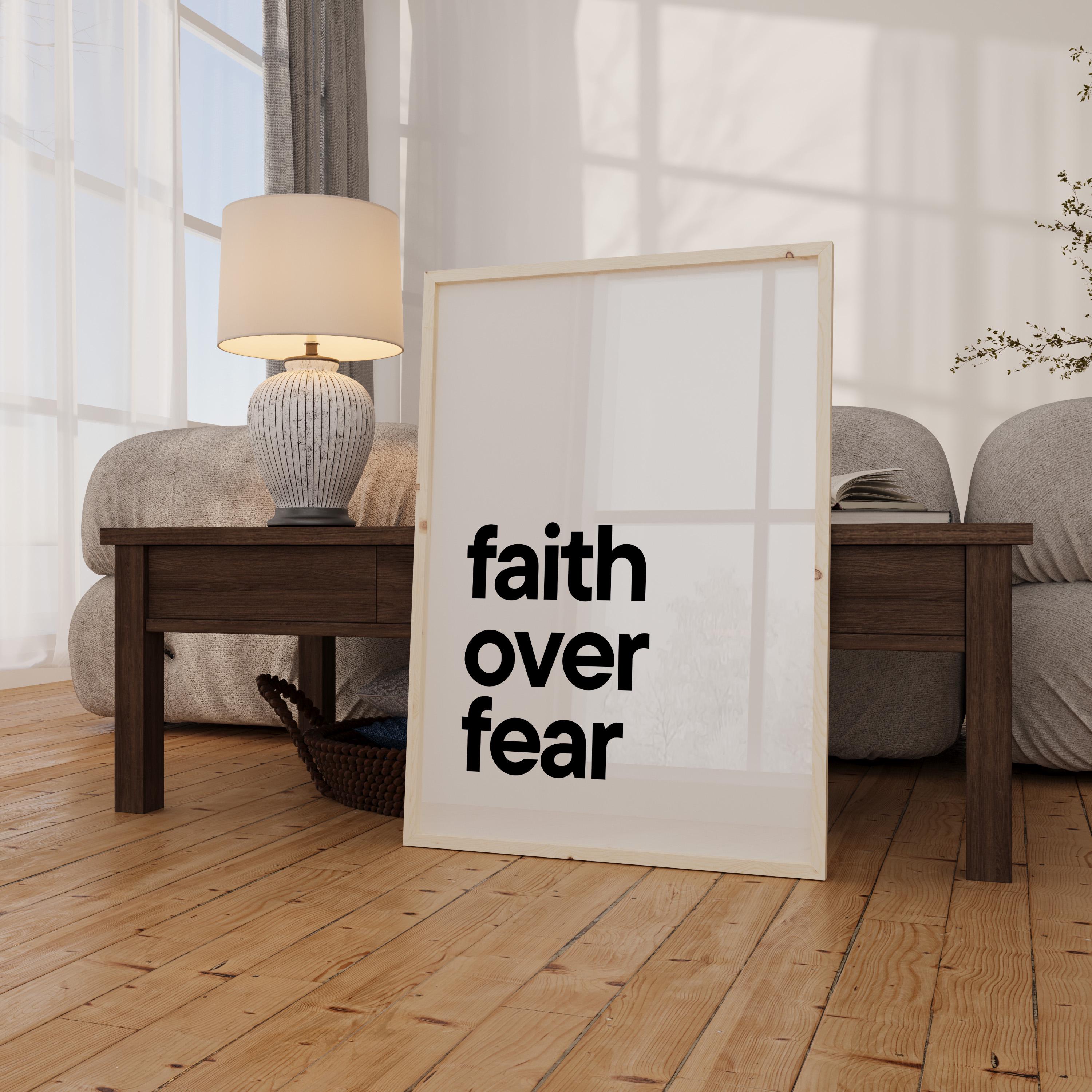 Faith Over Fear Bold Letters Wall Art Printable Digital Download ...