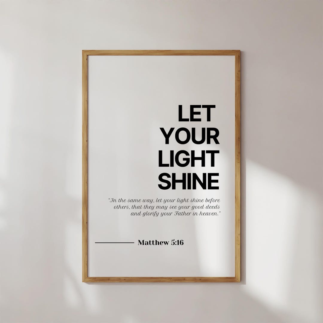 Matthew 5:16 Let Your Light Shine Bible Wall Art, Christian Home Decor ...