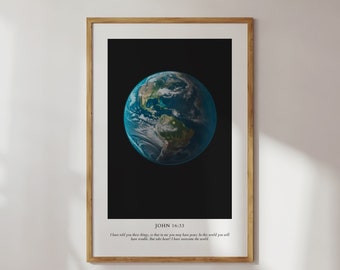 Juan 16:33, Versículo bíblico imprimible para pared, Arte cristiano moderno, Arte bíblico digital para descargar, Arte cristiano imprimible, Arte bíblico para pared