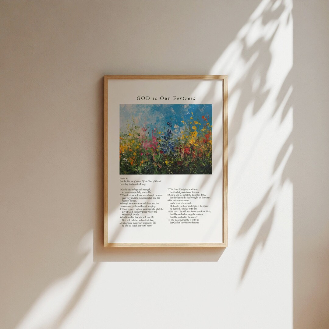 Psalm 46 Wall Art, Printable Bible Verse Wall Art, Vintage Watercolor ...