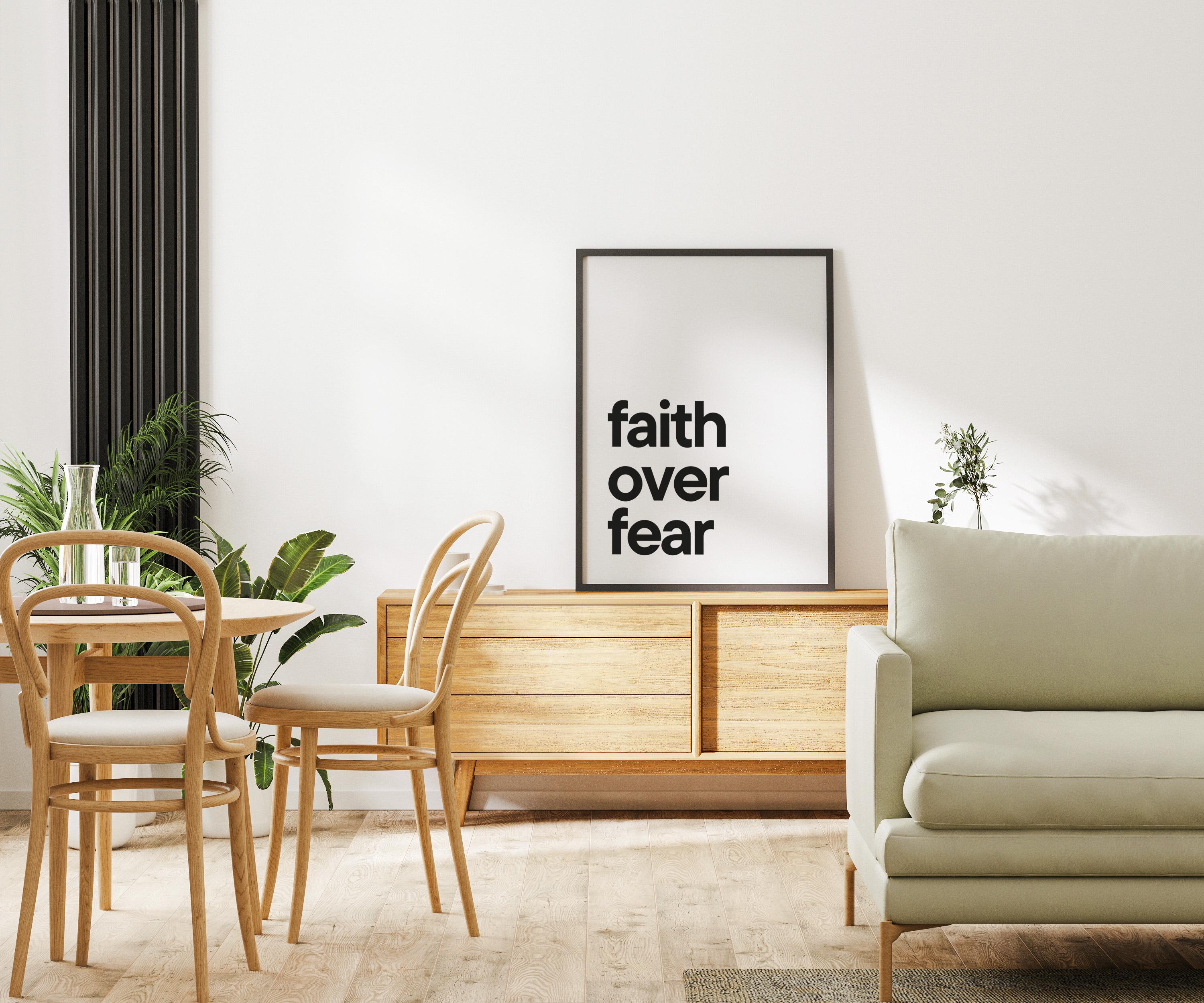 Faith Over Fear Bold Letters Wall Art Printable Digital Download ...