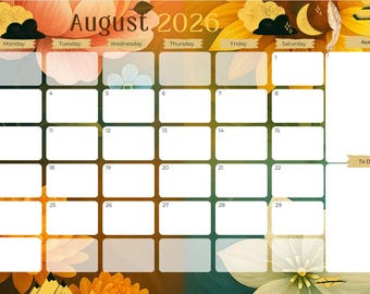 Unieke maandkalender 2026 met gedeelte voor notities en takenlijst