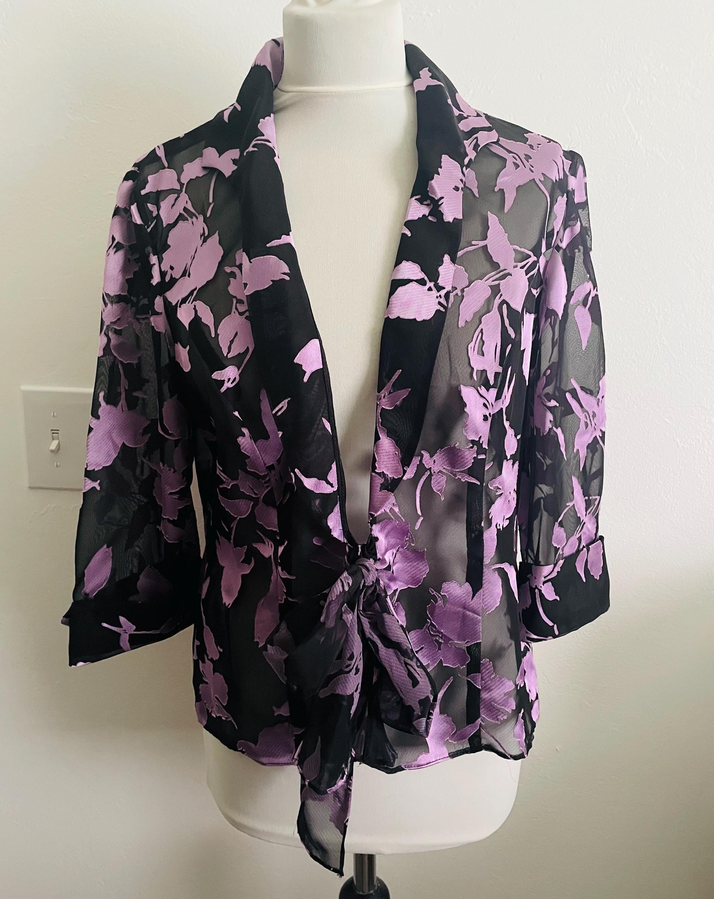 Black Floral Sheer Jacket - Etsy