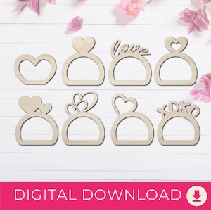 Laser cut Valentine day digital file, Hearts bundle, CNC Files, Engraving SVG Design, Laser engraving machine, Napkin rings cutting file