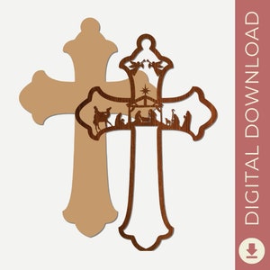 Laser cut Cross digital file, CNC Files, Engraving SVG Design, Laser engraving machine, Cross cutting file