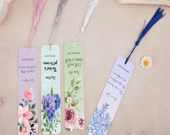 Aangepaste naamzin bloemenbladwijzer, gepersonaliseerde bloemenbladwijzer met naam, uniek lezercadeau voor moeder oma boekenclubvrienden
