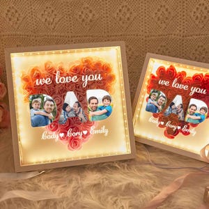 Scatola portaoggetti con fiori personalizzata per papà, scatola portaoggetti con foto personalizzata del papà con luce, regalo per papà e nonno, regalo di compleanno
