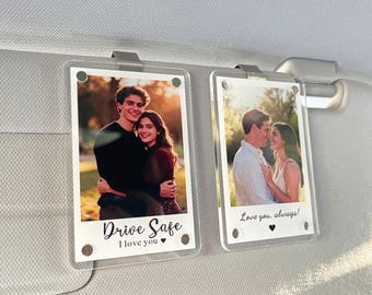 Personalized Gift For Him Anniversary,Drive Safe Gift,Custom Photo Car Visor Clip,Car Photo Frame,Couples Keepsake Unique,Couple Photo Gifts