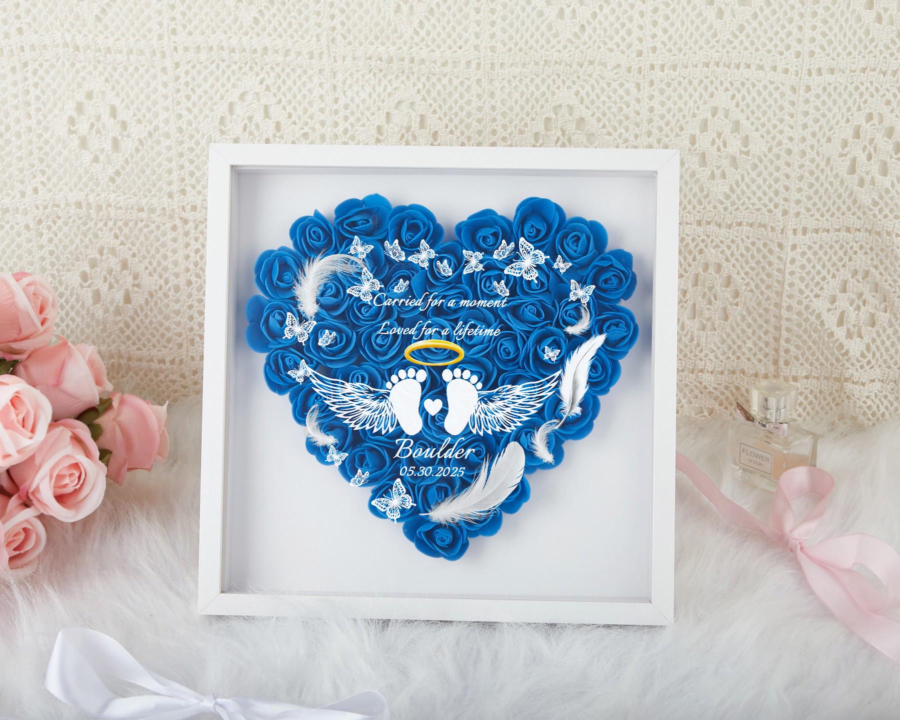Personalized Baby Memorial Flower Shadow Box, Miscarriage Memory Shadow Box,Baby Memorial Keepsake,Angel Baby Grieving Gift,Baby Loss Gift