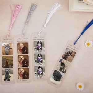 Custom Acrylic Pet Photo Gift with Tassel,Gift for Pet Lover,Dog Memorial Gift,Christmas Gift,Book Lover Gift,Custom  Bookmark Tassel,