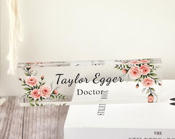 Custom Acrylic Name Plate for Desk, Teacher Name Plate, Personalized Name Sign Acrylic Plaque, Office Decor, Gifts for Coworker
