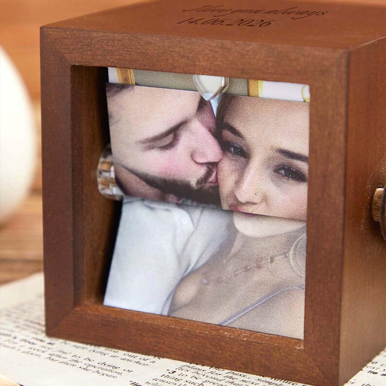 Personalized Gift Frame Custom Flipbook Photo Frame With Light Hand Cranked Animation B 641569
