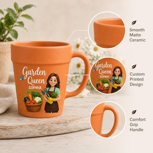 Personalized Photo Gardener Of The Year Mug,Custom Garden Queen Mug,Flower Pot Mug,Cartoon Gardener Portrait Mug,Gift For Garden Enthusiasts image 7