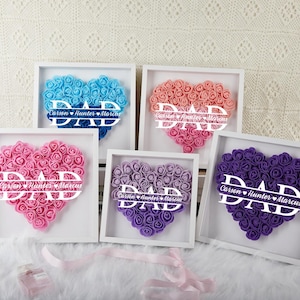 Scatola portafoto con fiori e luce personalizzata per papà, scatola portafoto con rose e nome del papà, regalo per papà, nonno, festa del papà, compleanno