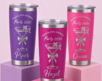 Personalized 20oz Travel Mug Laser Engraved,Custom Name Travel Mug,Stainless Steel Mug,Birthday Cruise Travel Mug,Birthday Gift for Her