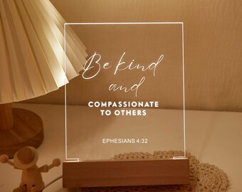 Lámpara LED personalizada con versículo bíblico, decoración religiosa, luz nocturna LED religiosa personalizada, recuerdo de bautizo, decoración para habitación infantil.