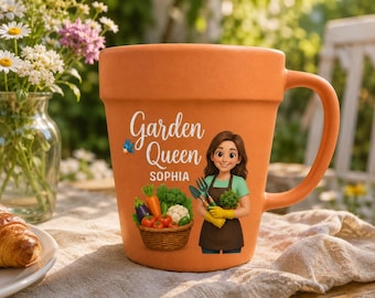 Personalized Photo Gardener Of The Year Plant Pot Ceramic Mug,Custom Flower Pot Mug,Garden Hobby Mug,Flowers Of Joy,Gift For Mom/Grandma
