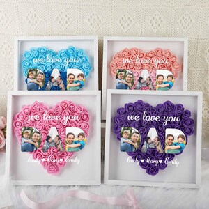 Portafoto con fiori e luce per papà, portafoto con fiori per papà, portafoto con rose per papà, regalo per la festa del papà, regalo per papà e nonno.