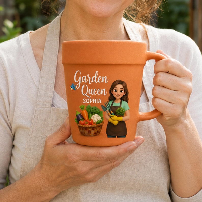 Personalized Photo Gardener Of The Year Mug,Custom Garden Queen Mug,Flower Pot Mug,Cartoon Gardener Portrait Mug,Gift For Garden Enthusiasts image 9