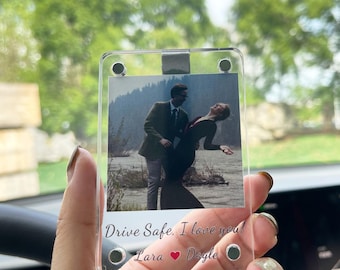 Custom Dad Photo Car Visor Clip, Drive Safe Daddy, Custom Visor Clip Drive Safe I love you Design, Gift for Dad from Daughter,Kids