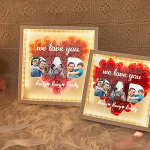 Scatola portafoto con fiori e luce personalizzata per papà, scatola portafoto con fiori personalizzata per papà, regalo per papà e nonno, regali per la festa del papà