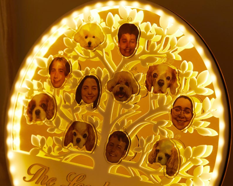 Personalized Family Tree Night Light,custom Acrylic LED Lamp,desk Lamp ...