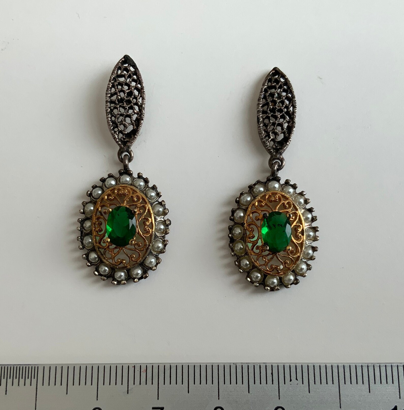 Pendientes De Plata Con P tina Antigua Perlas Y Cristal Jard n De pendientes-de-plata-con-p-tina-antigua-perlas-y-cristal-jard-n-de