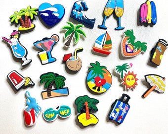 Beach Croc Charms, Travel Croc Charms, Holiday Croc Charms, Summer Croc Charms, Shoe Charms, Shoe Accessories,  Coconut, Cocktail, Palm 09