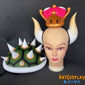 Cosplay Bowsette shell, crown, and horns. Custom cosplay eva foam props commissions.