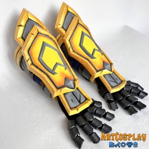Cosplay bracers Warcraft style. Bracers for a paladin, warrior, or hero. Custom cosplay props commissions.