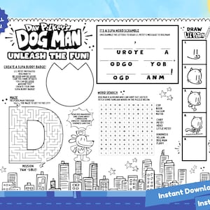 Scheda attività Dog Man / Stampabile / Download immediato