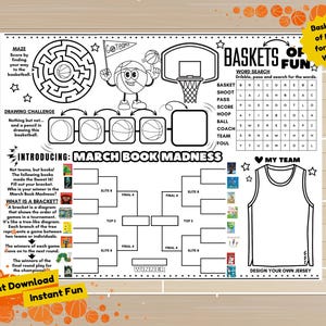 Basketball | March Madness | Book Bracket | Printable | Instant Download