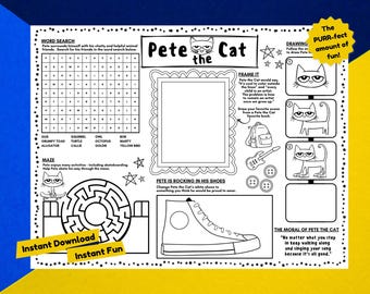 ピート・ザ・キャットのアクティビティシート | 印刷可能 | すぐにダウンロード