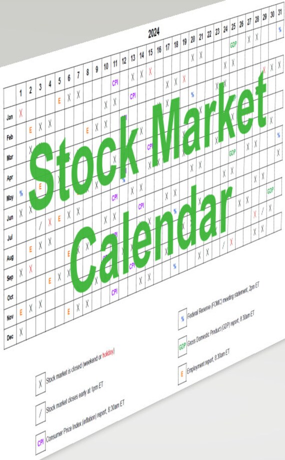 2024 US Stock Market Calendar With Major Macroeconomic Events, Holidays,  and Early Closing Days - Etsy
