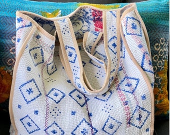 Bolsa Kantha Reciclada, Bolsa Kantha Reversível, Sari Vintage Reciclado, Bolsa Kantha, Bolsa de Compras